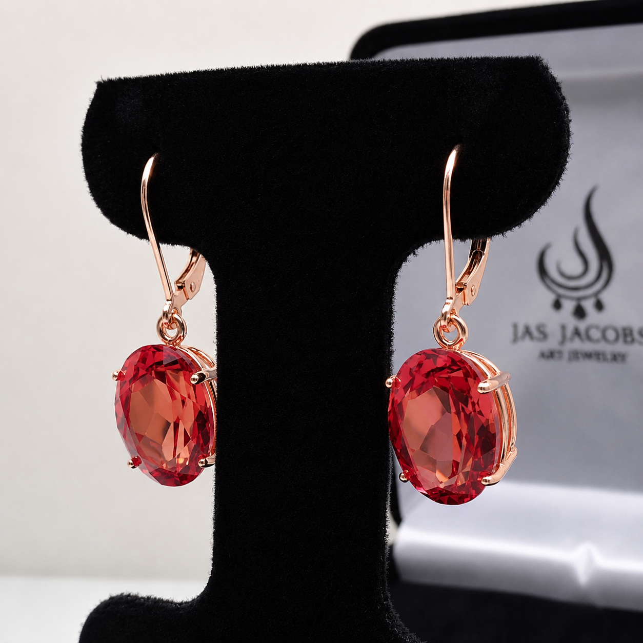 16ctw Oval Cut Padparadscha Sapphire Earrings | Orange Gemstone Dangle Earrings