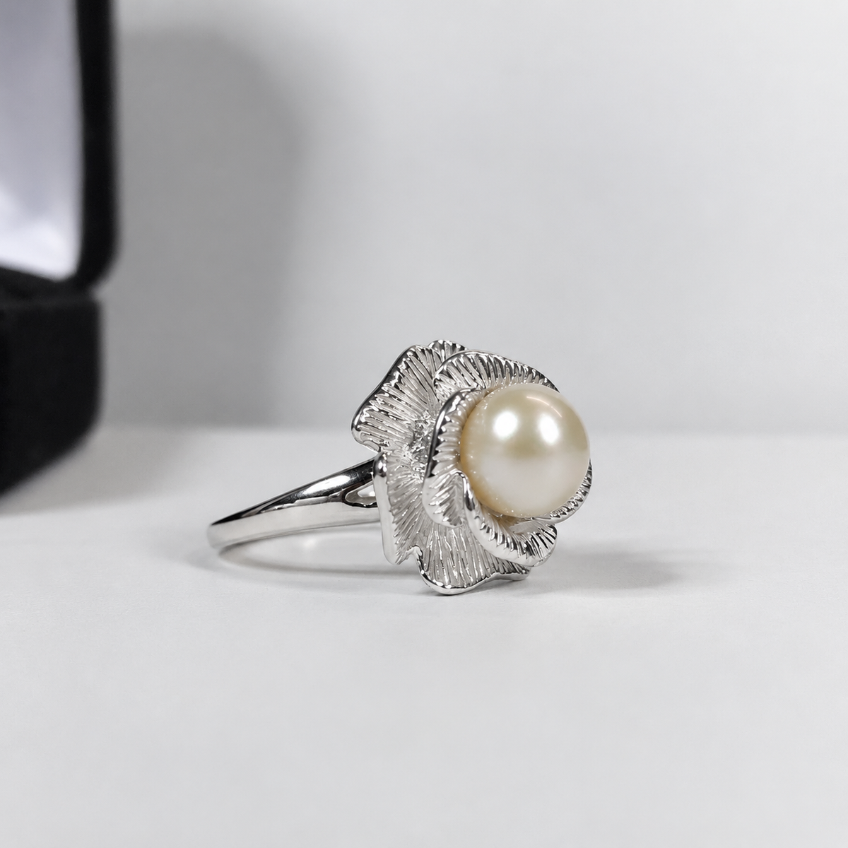 Genuine Akoya Pearl Sculptural Floral Ring