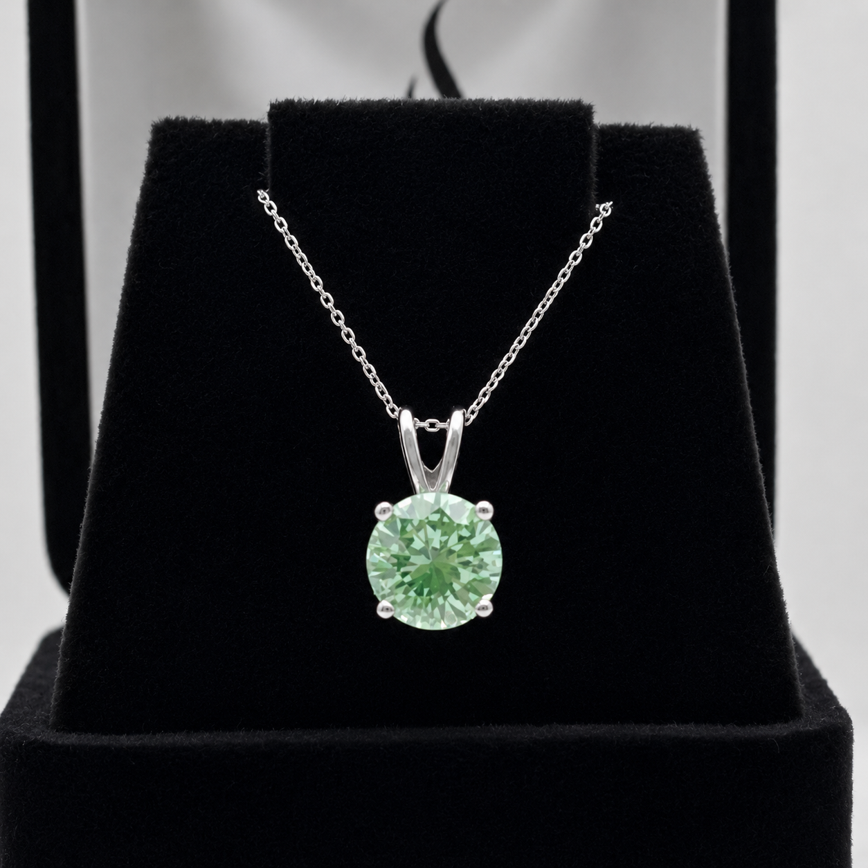 2CT Ice Green Spinel Pendant Necklace | Round Cut Solitaire | Mint Green Gemstone Necklace