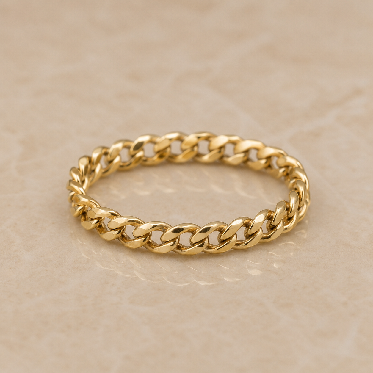 14k/20 Yellow Gold Filled 2.9mm Curb Chain Ring | Flexible Rolling Ring | Water Resistant Stackable Band