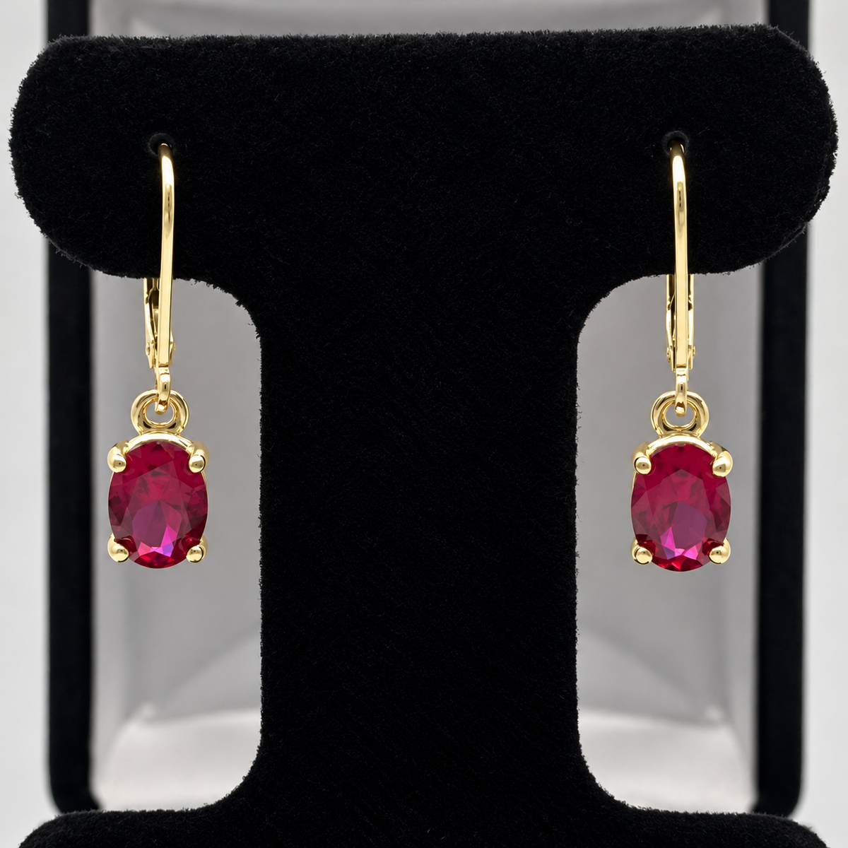 3ctw Oval Cut Ruby Leverback Earrings