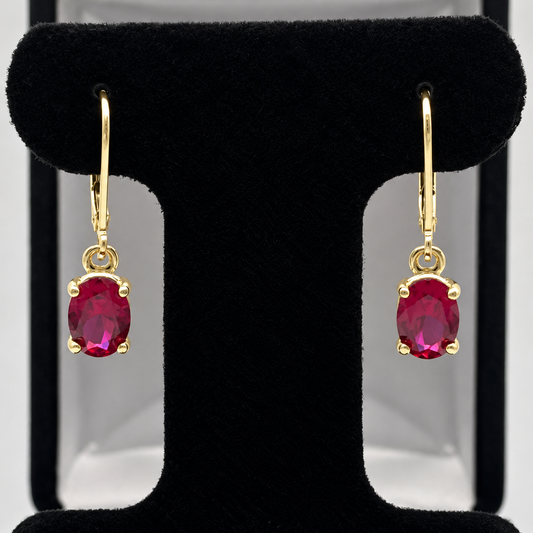 3ctw Oval Cut Ruby Leverback Earrings
