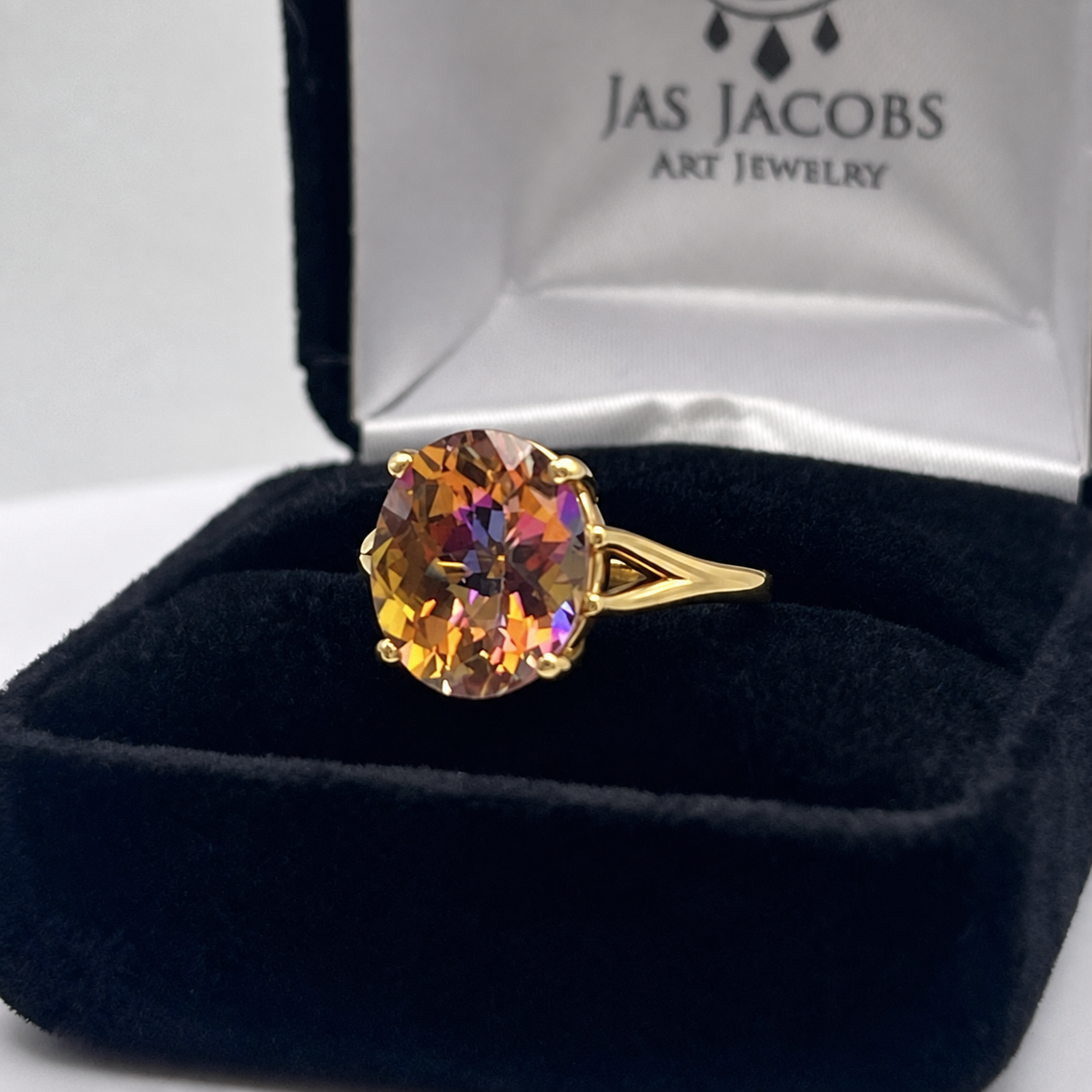 4.5ct Oval Sunset Topaz Statement Ring