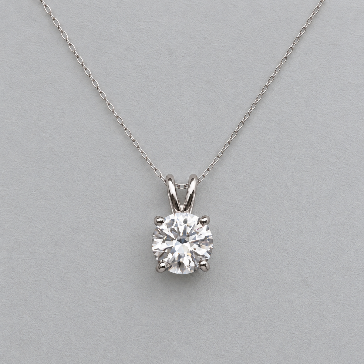 1ct White Sapphire Solitaire Pendant Necklace