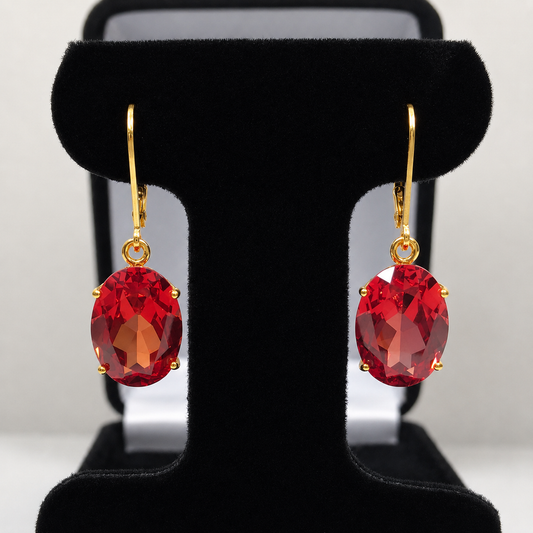 16ctw Oval Cut Padparadscha Sapphire Earrings | Orange Gemstone Dangle Earrings