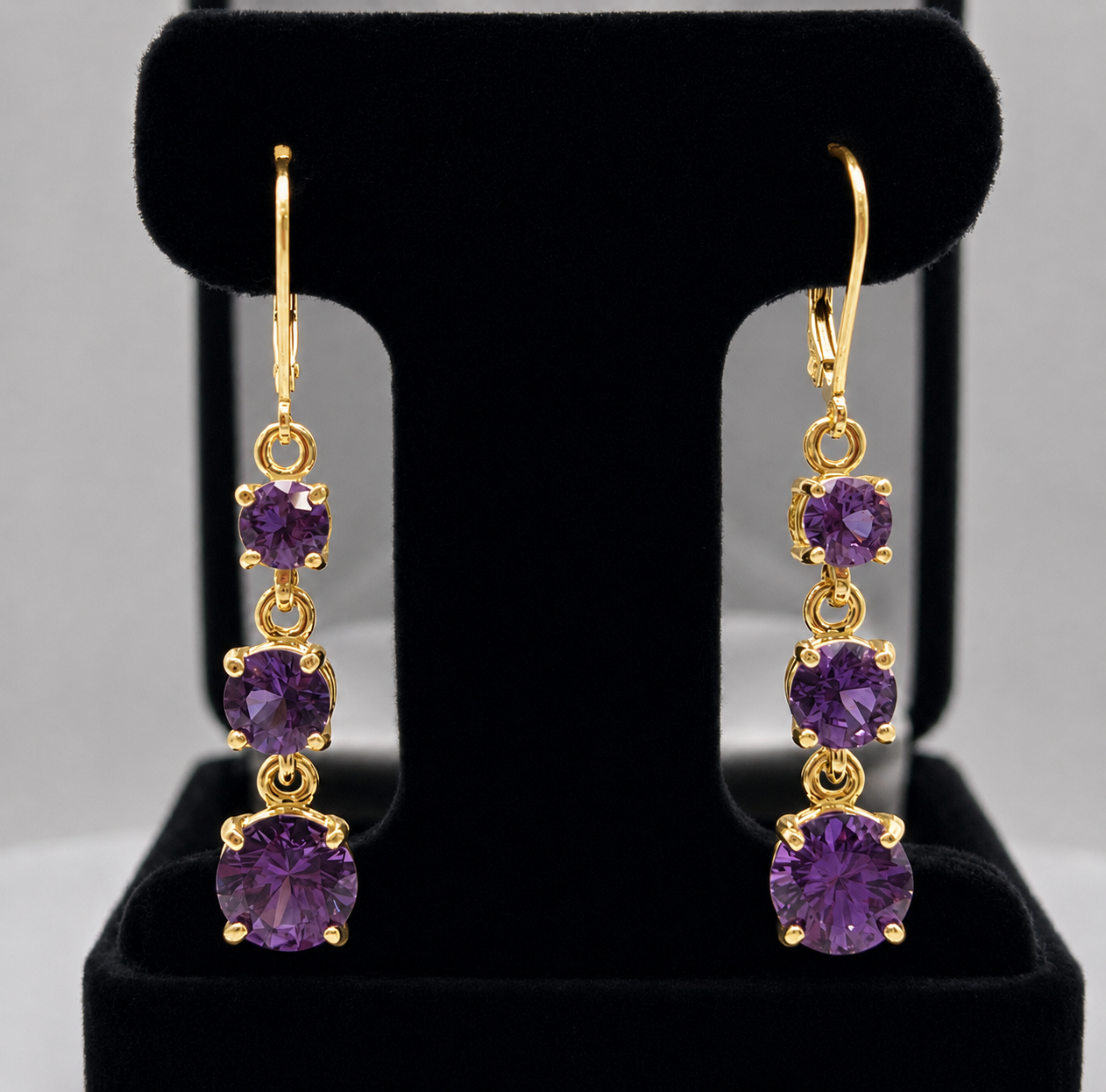 5ctw Color Change Alexandrite Sapphire Earrings | Round Multi Stone Dangle Earrings