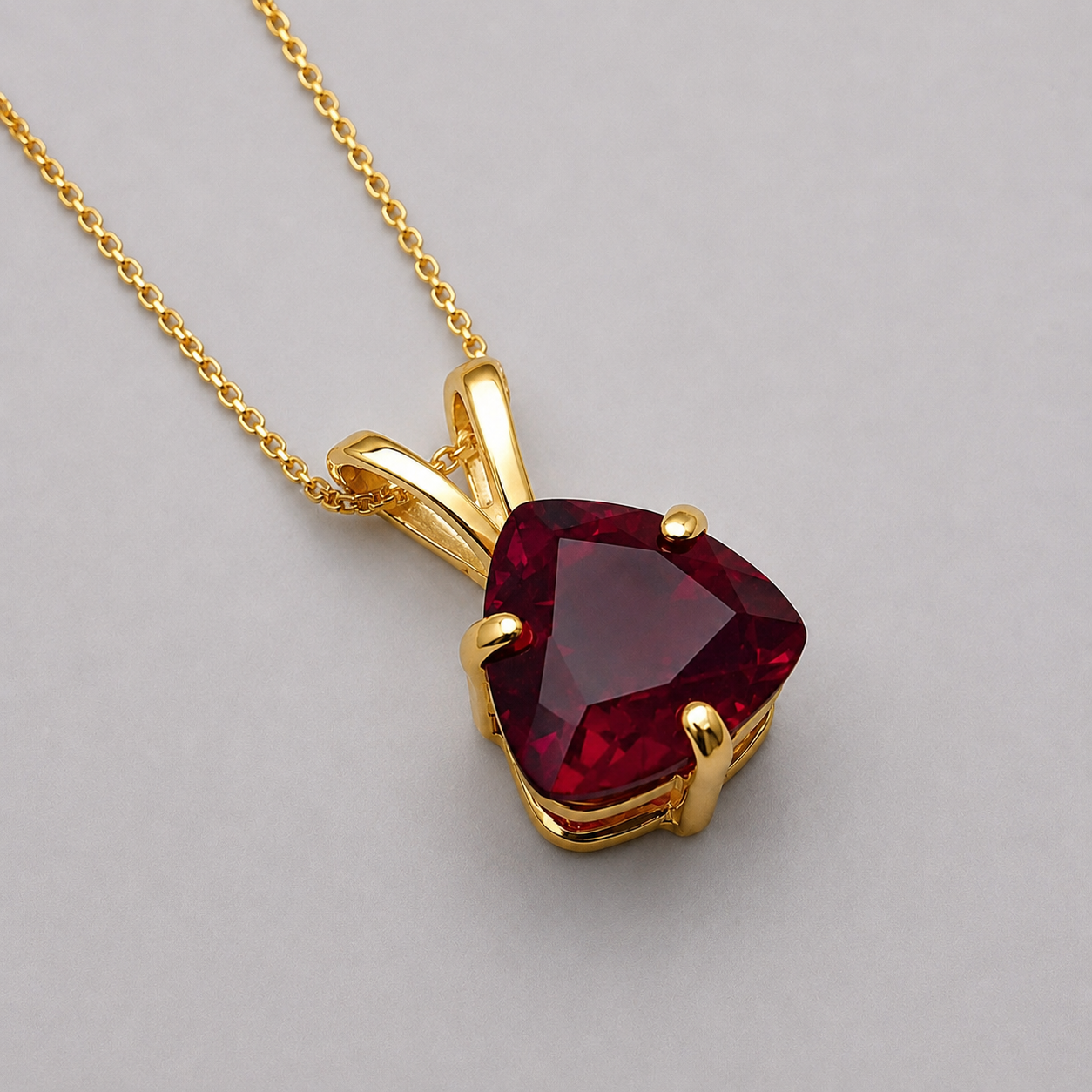 4ct Trillion Cut Ruby Solitaire Pendant Necklace