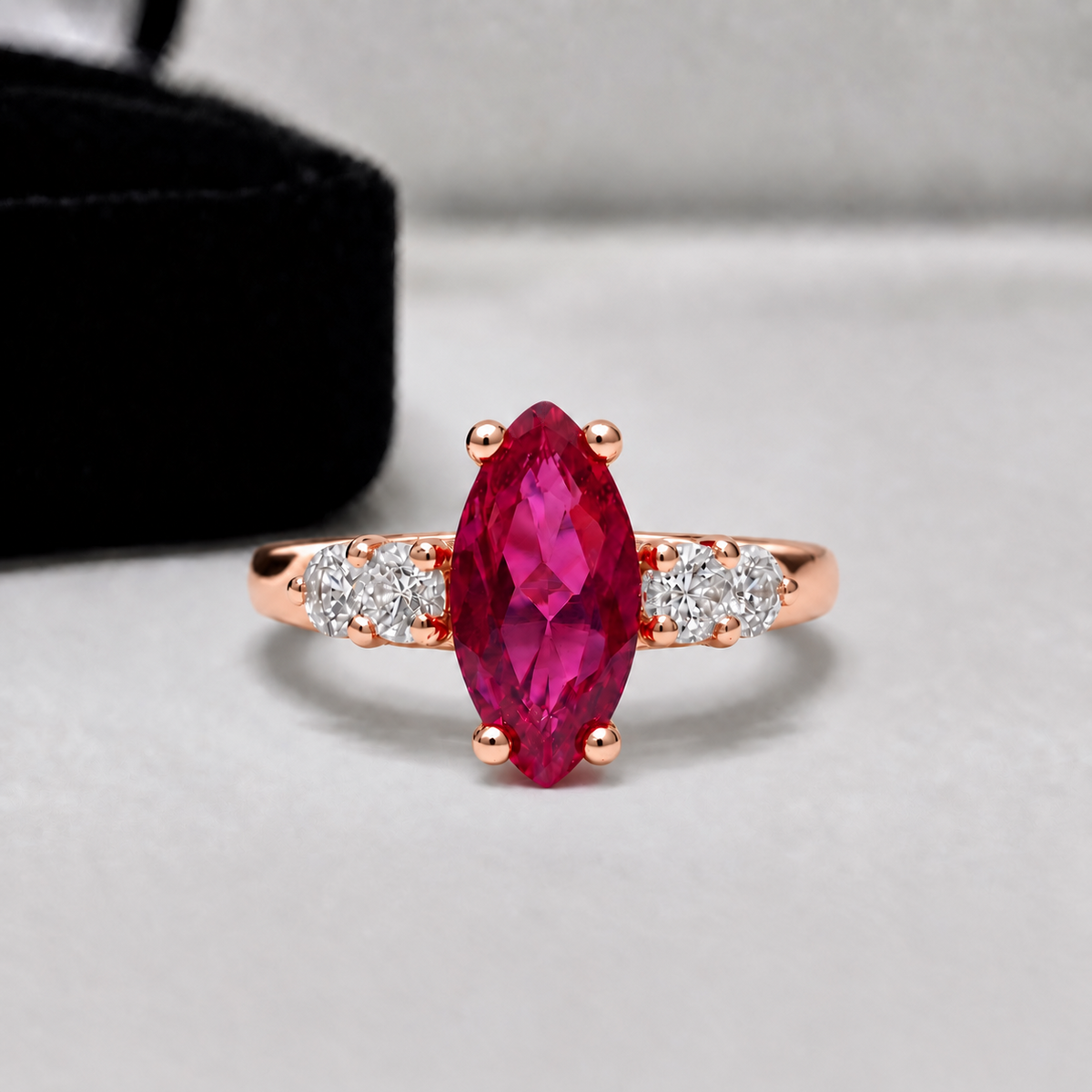 2.5ctw Marquise Cut Ruby & Diamond Ring