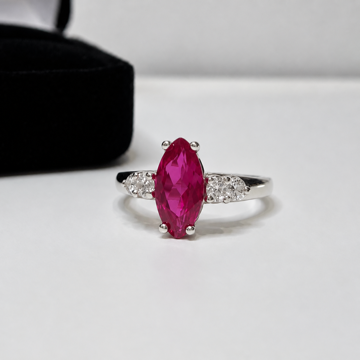 2.5ctw Marquise Cut Ruby & White Sapphire Ring