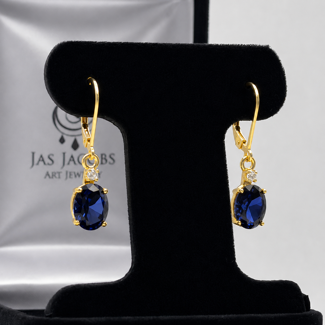 3.3 CTW Oval Blue Sapphire & Diamond Leverback Earrings