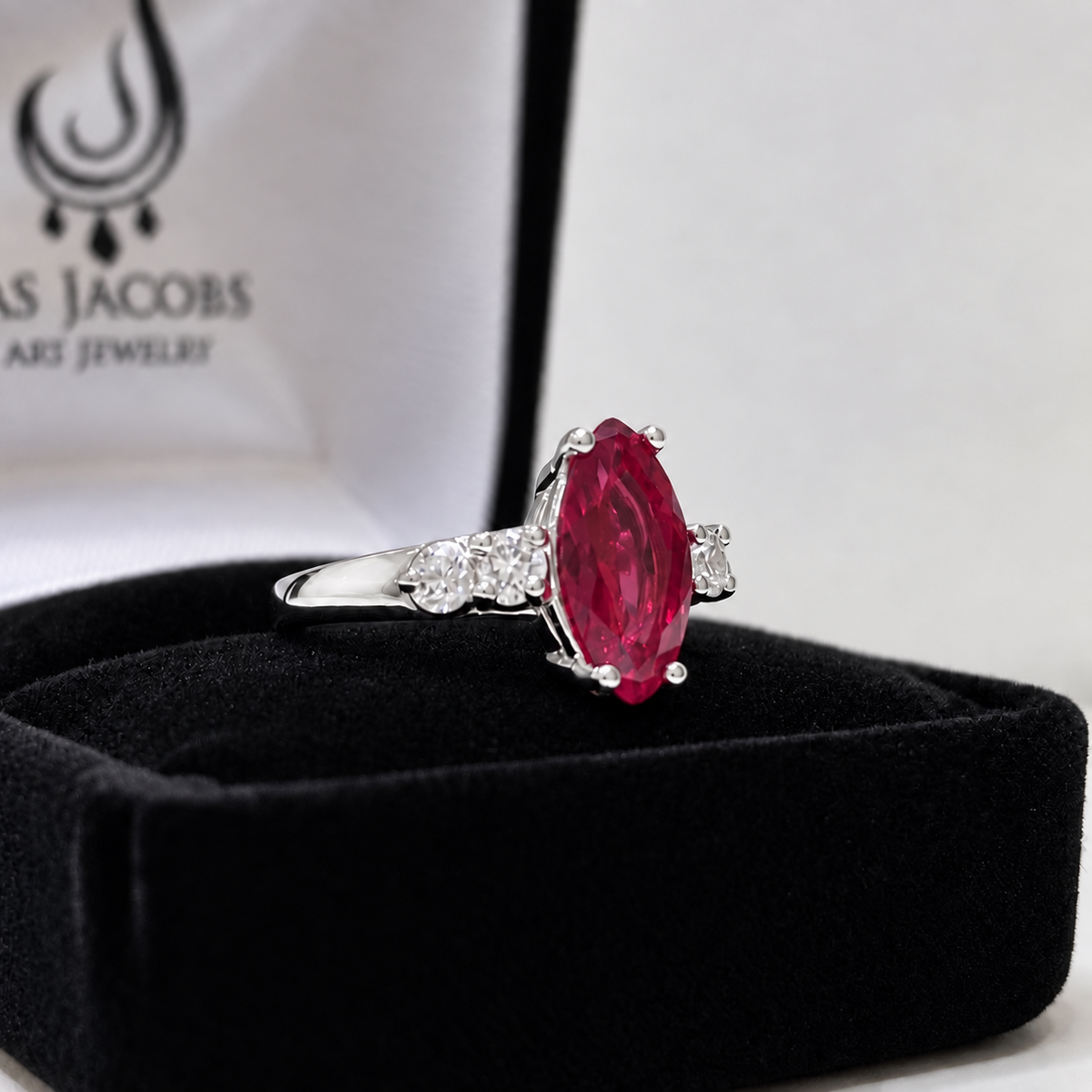 2.5ctw Marquise Cut Ruby & White Sapphire Ring