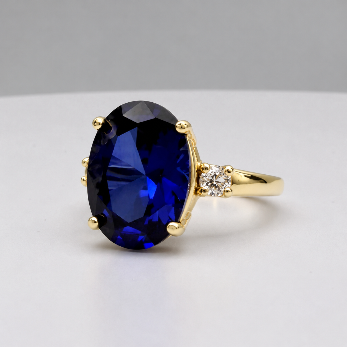 7.26ctw Oval Blue Sapphire & Diamond Ring