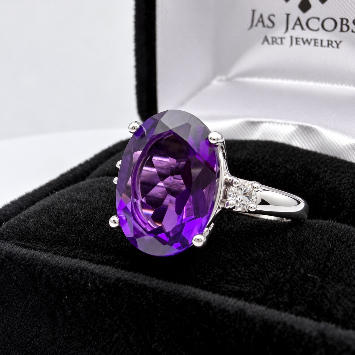6ct Royal Purple Amethyst & White Sapphire Statement Ring