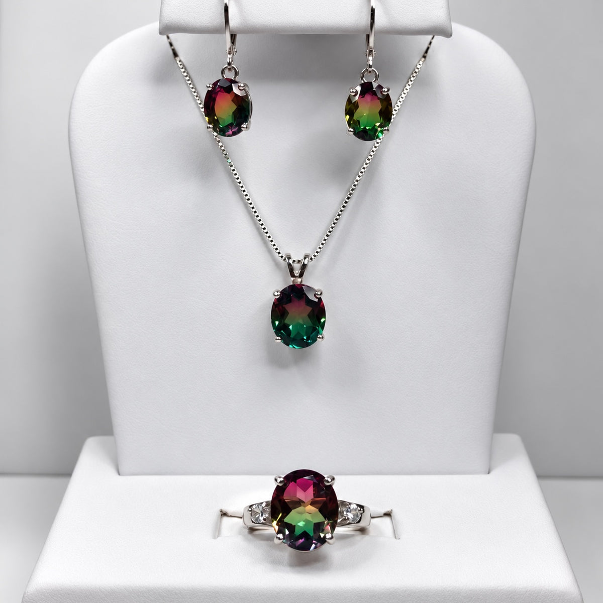 6ctw Watermelon Tourmaline-Look Quartz Doublet Earrings