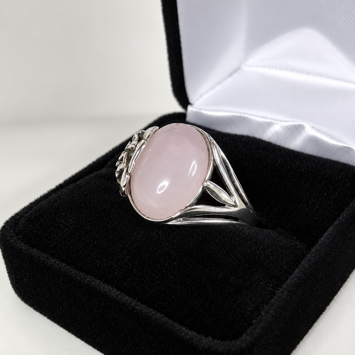 7ct Oval Rose Quartz Floral Statement Ring