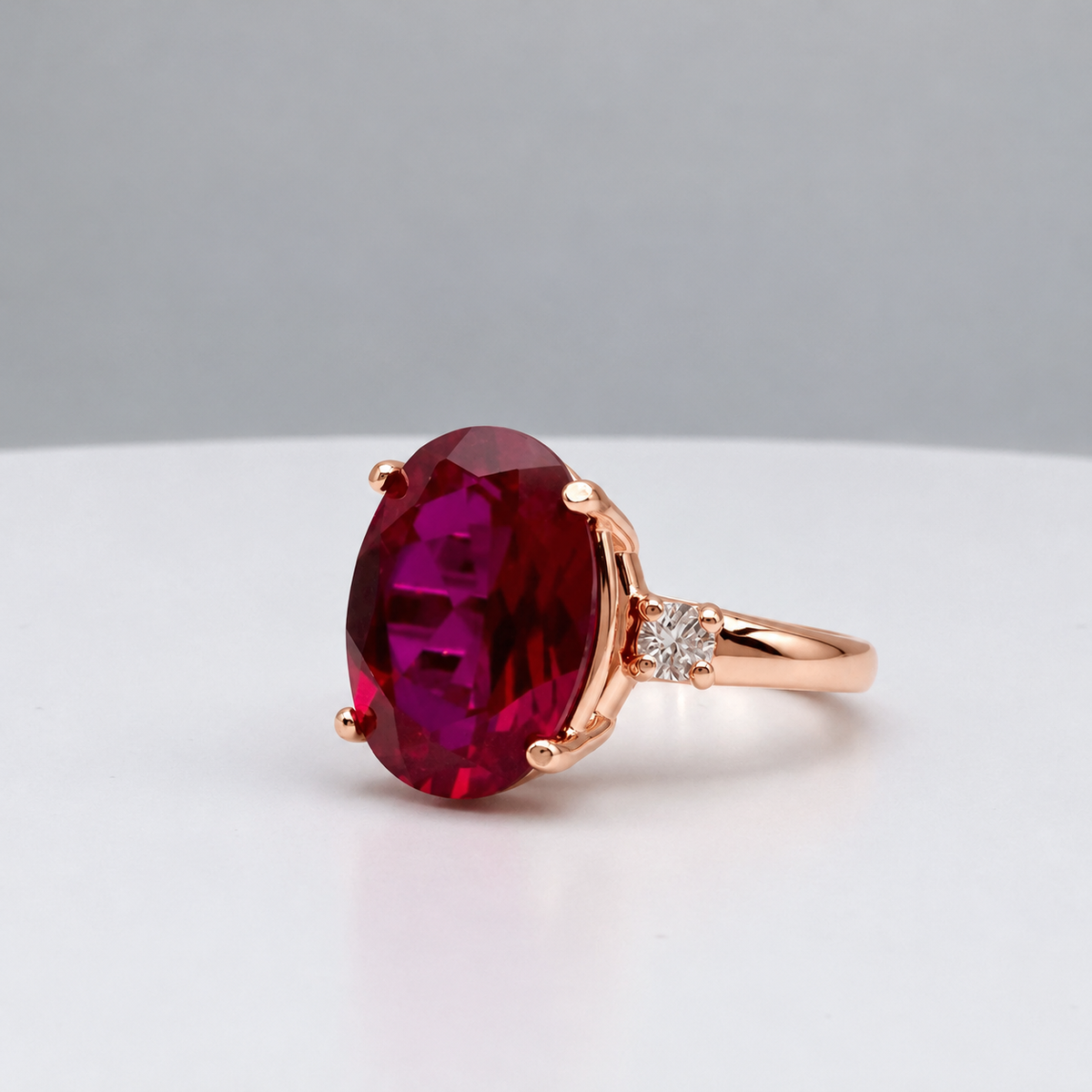 7.2ctw Oval Ruby & Diamond Statement Ring