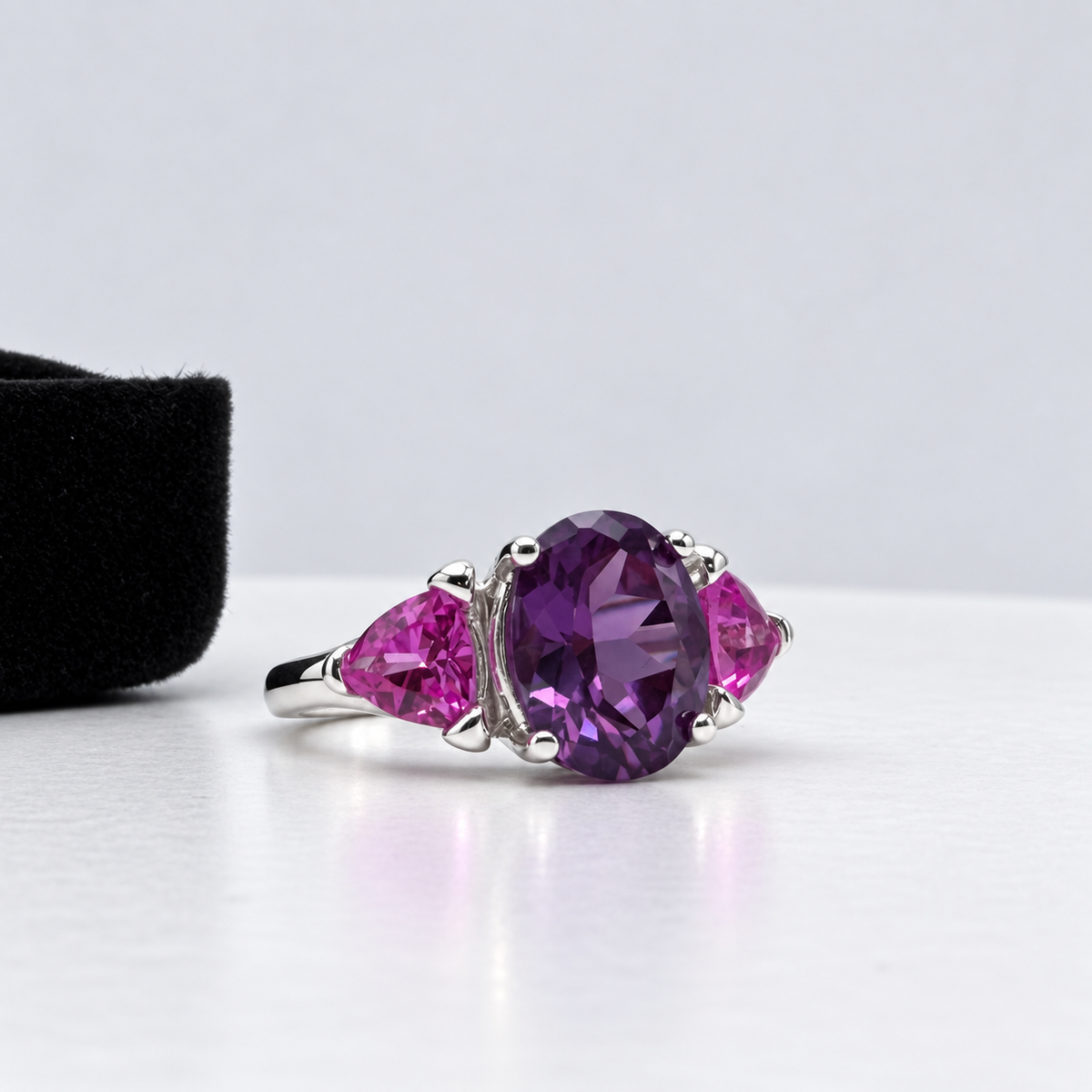 4ctw Purple Color Change Sapphire & Pink Sapphire Ring