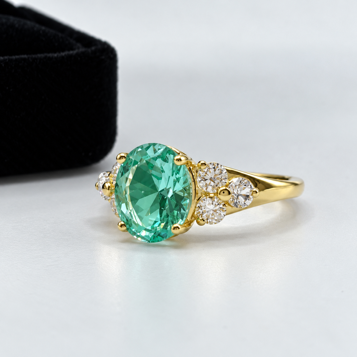 4ctw Mint Green Spinel & White Sapphire Victorian Cluster Ring