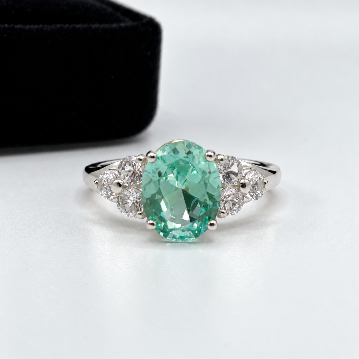 4ctw Mint Green Spinel & White Sapphire Victorian Cluster Ring