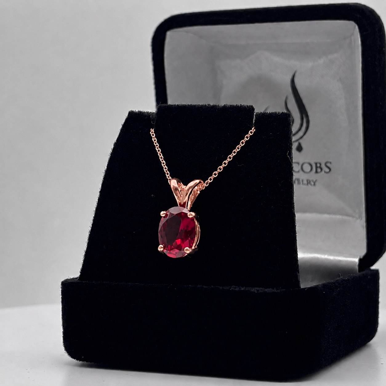 2ct Oval Cut Ruby Necklace Solitaire Pendant