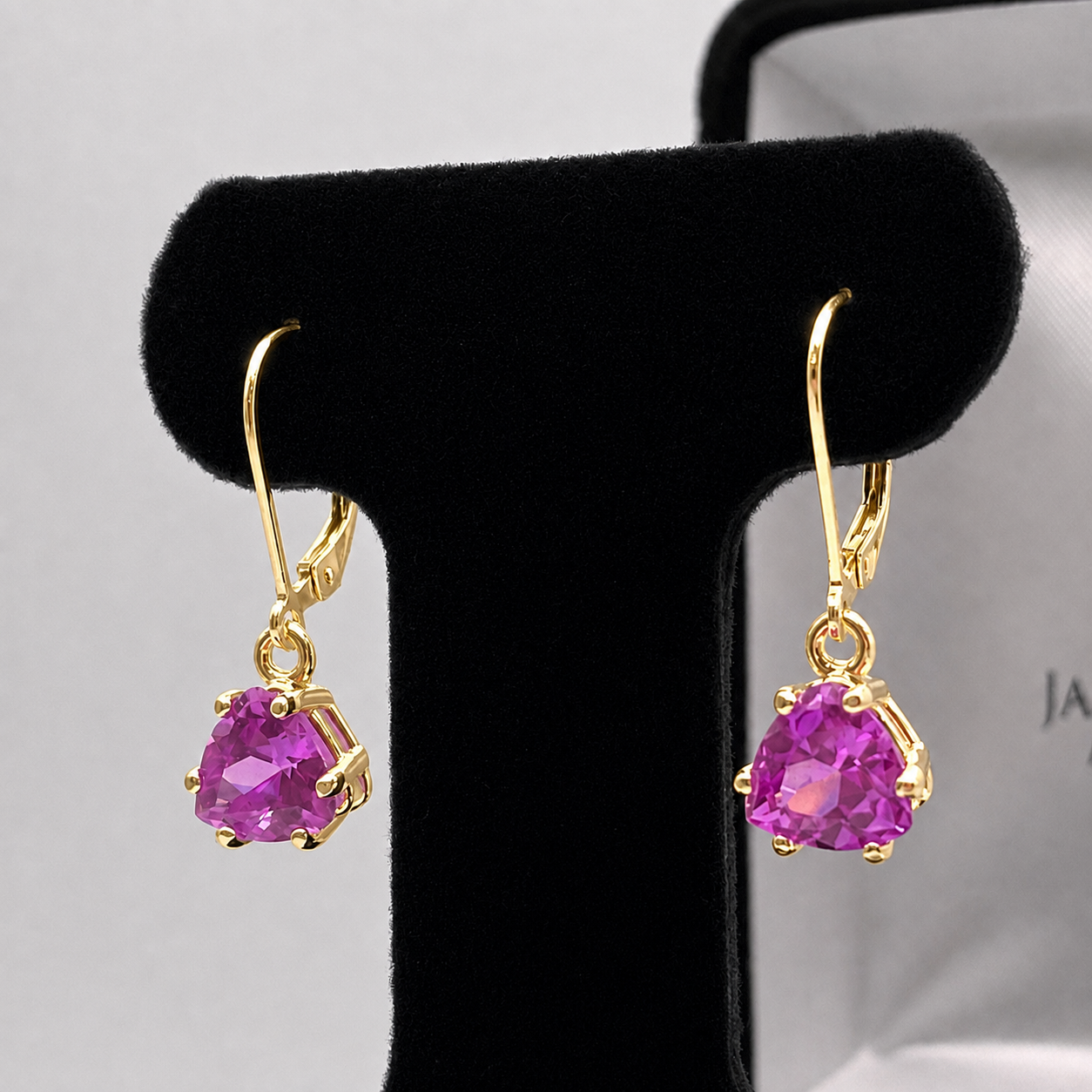 4.5 CTW Trillion Cut Pink Sapphire Drop Earrings