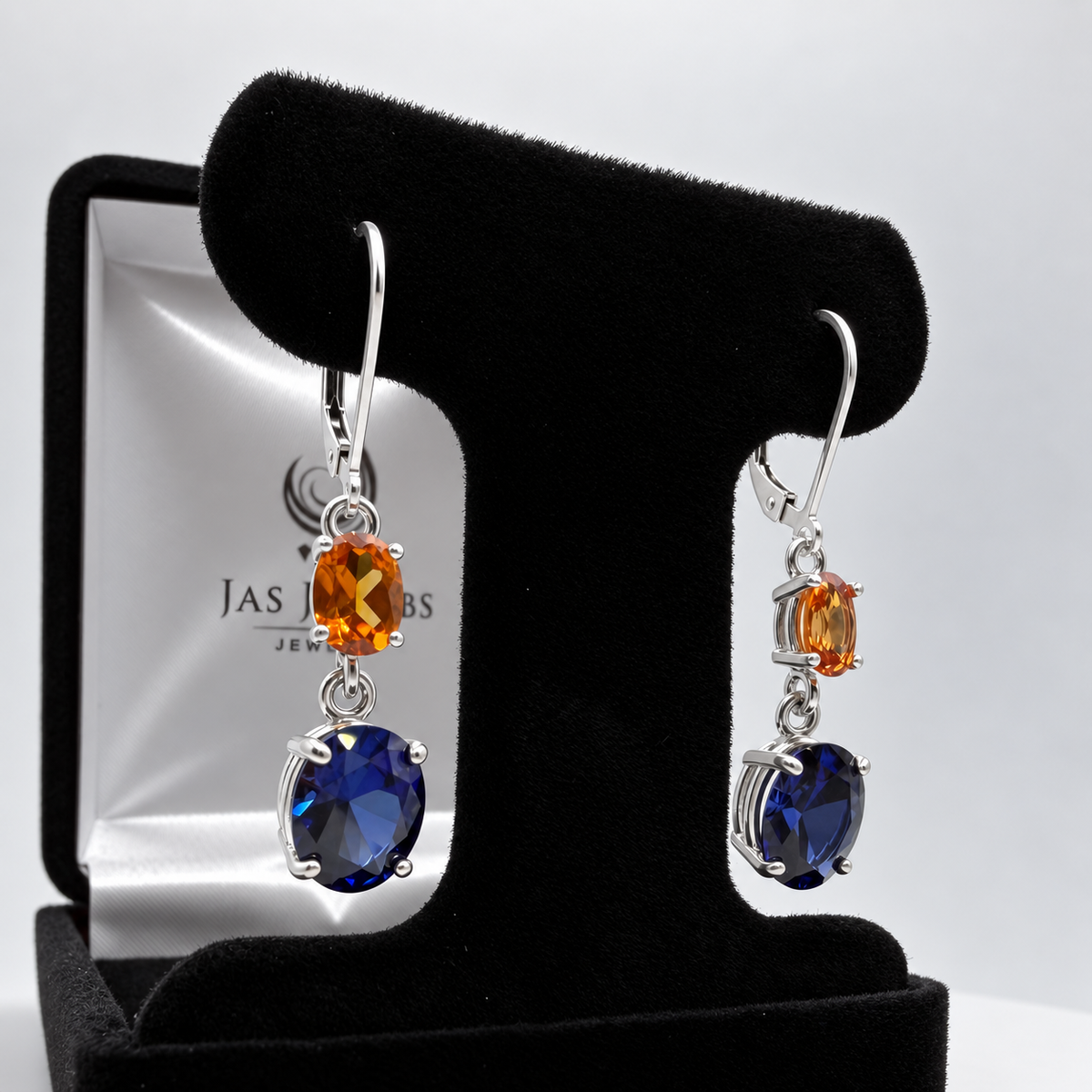 7ctw Blue & Padparadscha Sapphire Dangle Earrings