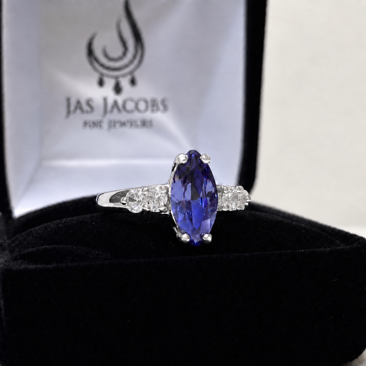 2.5ctw Marquise Tanzanite & White Sapphire Ring