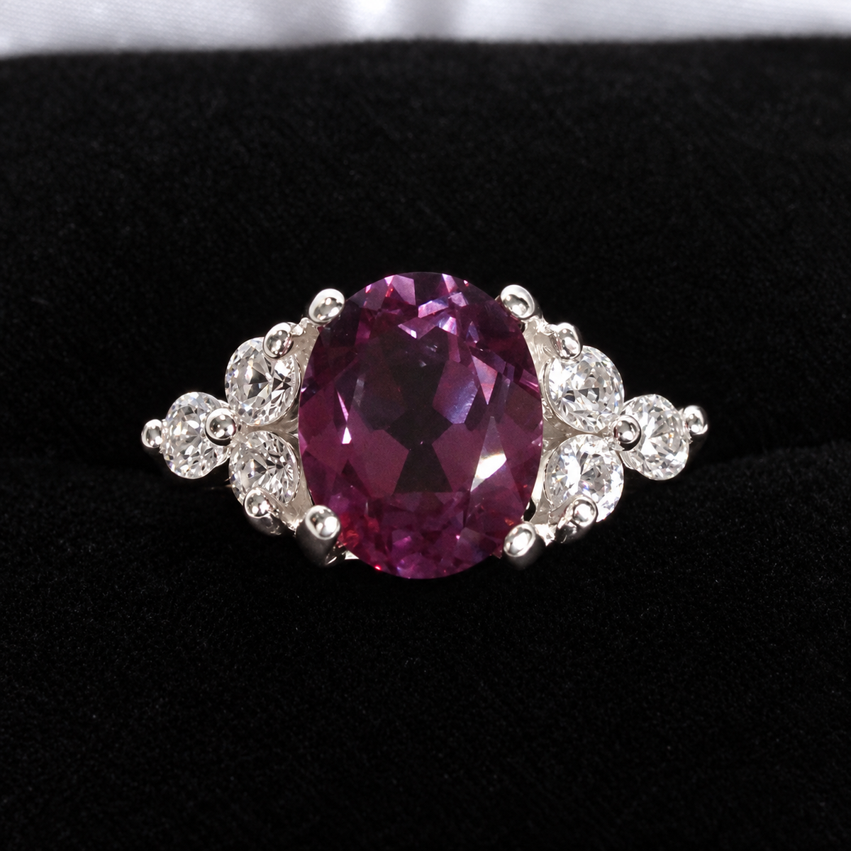 3.78ctw Oval Alexandrite Sapphire & White Sapphire Cluster Ring