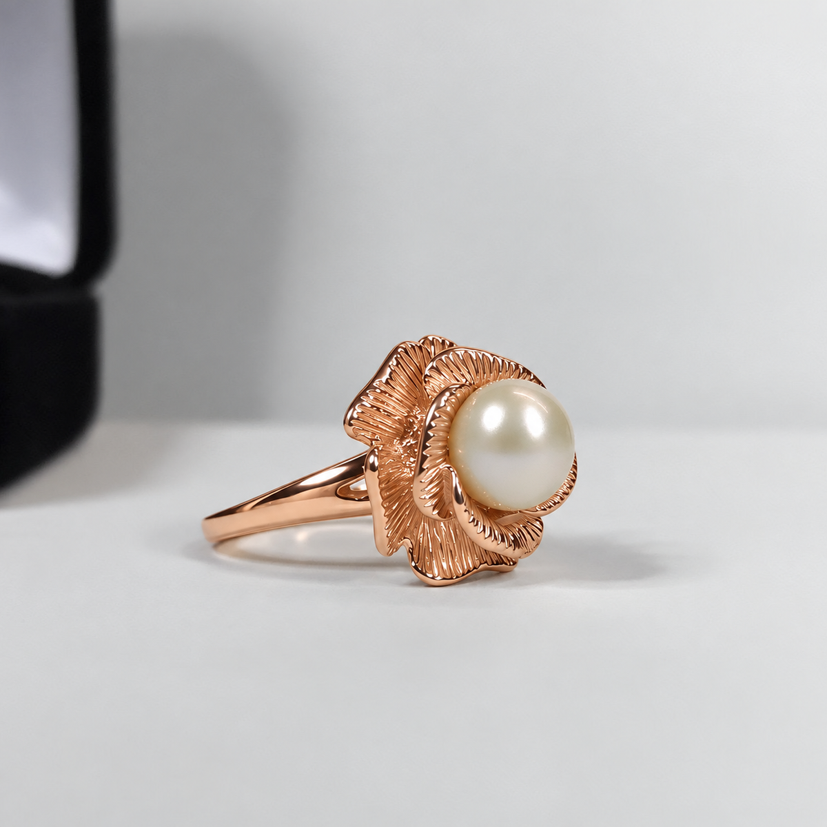 Genuine Akoya Pearl Sculptural Floral Ring