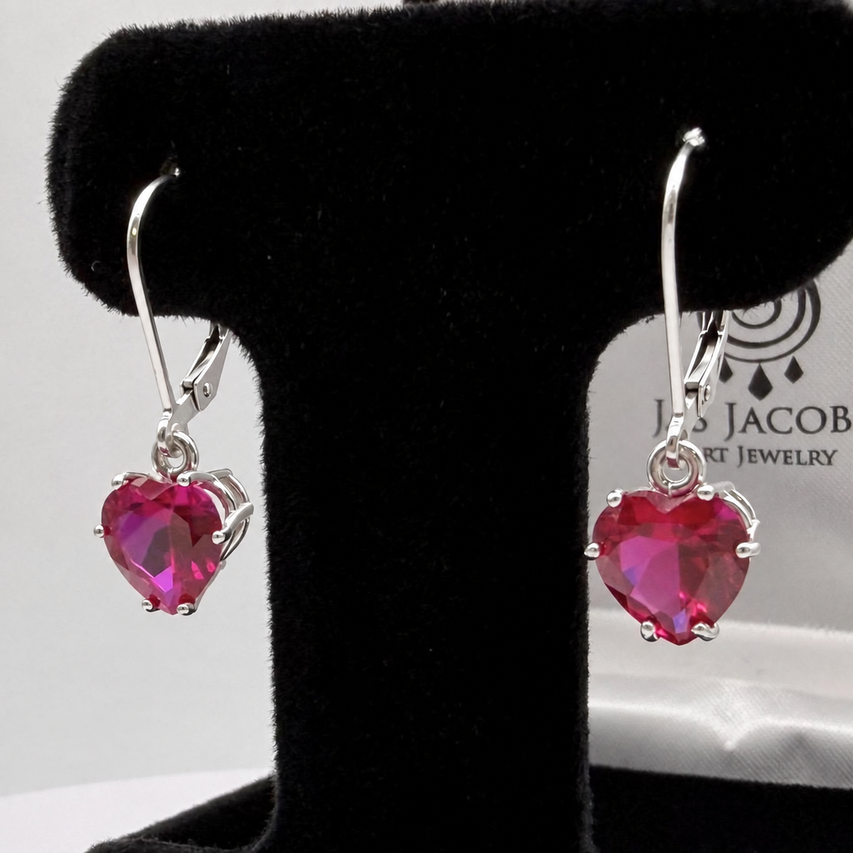 4ctw Heart Cut Ruby Dangle Earrings