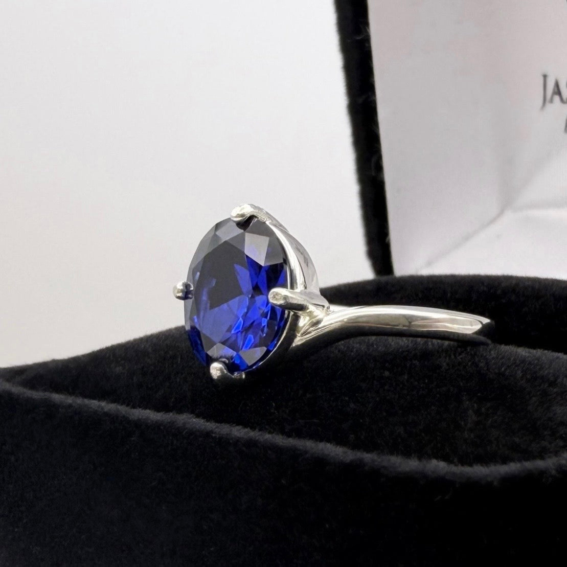 3ct Oval Sapphire Solitaire bypass Ring
