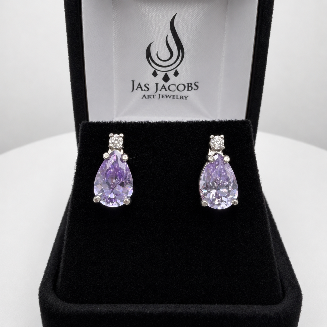 11ctw Pear Cut Lavender Cubic Zirconia Jewelry Set | White Sapphire Accents