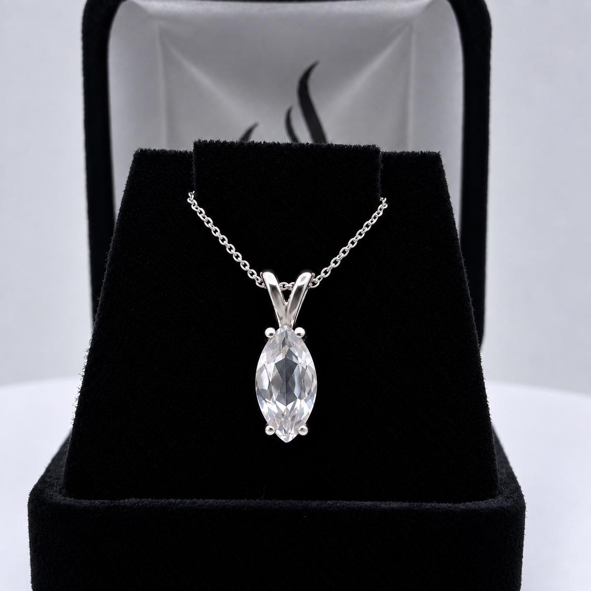 1.75ct Marquise White Sapphire Solitaire Pendant
