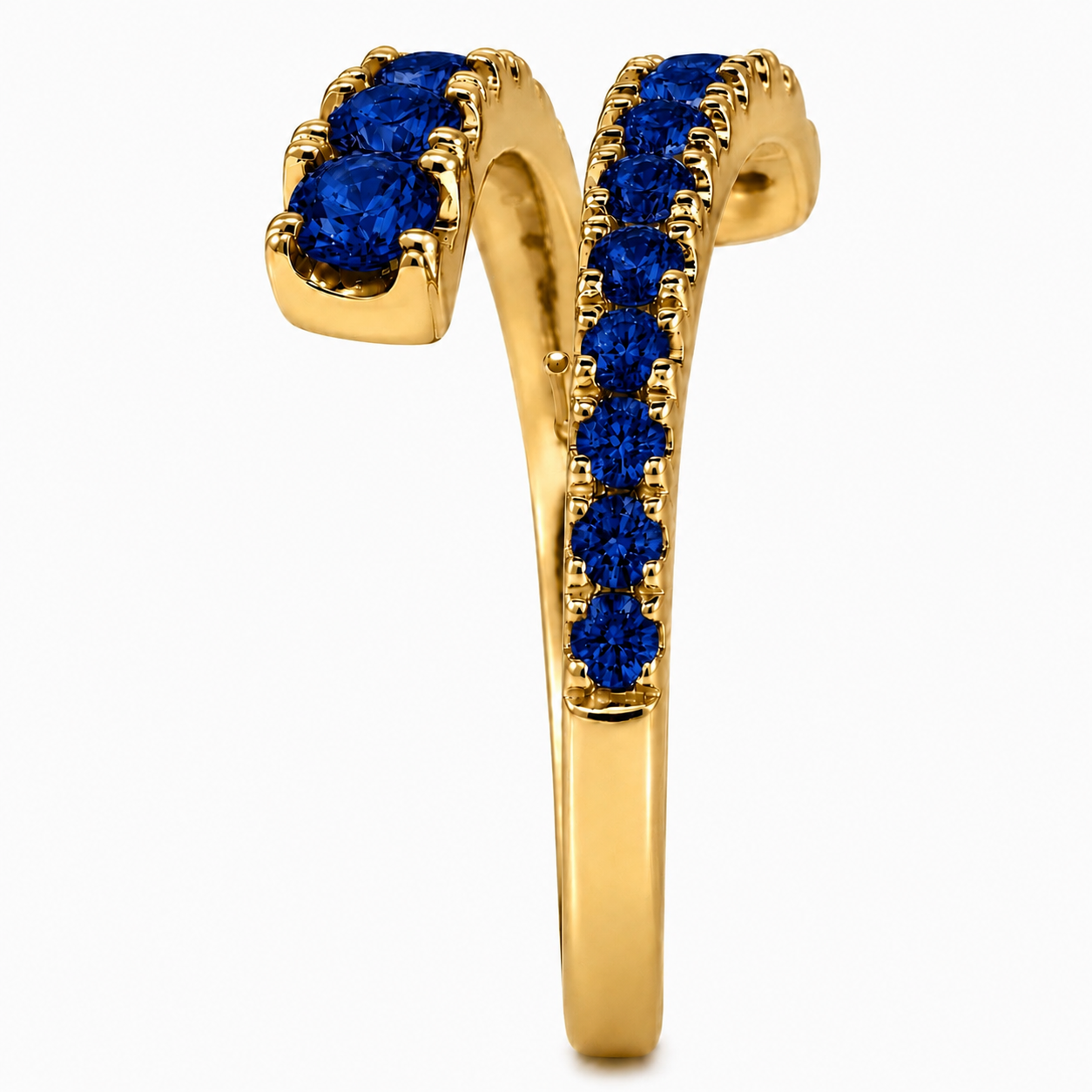 14K Yellow Gold Adjustable Open Bypass Ring | Lab Grown Diamond, Ruby, Emerald or Sapphire Spiral Ring | Made to Order