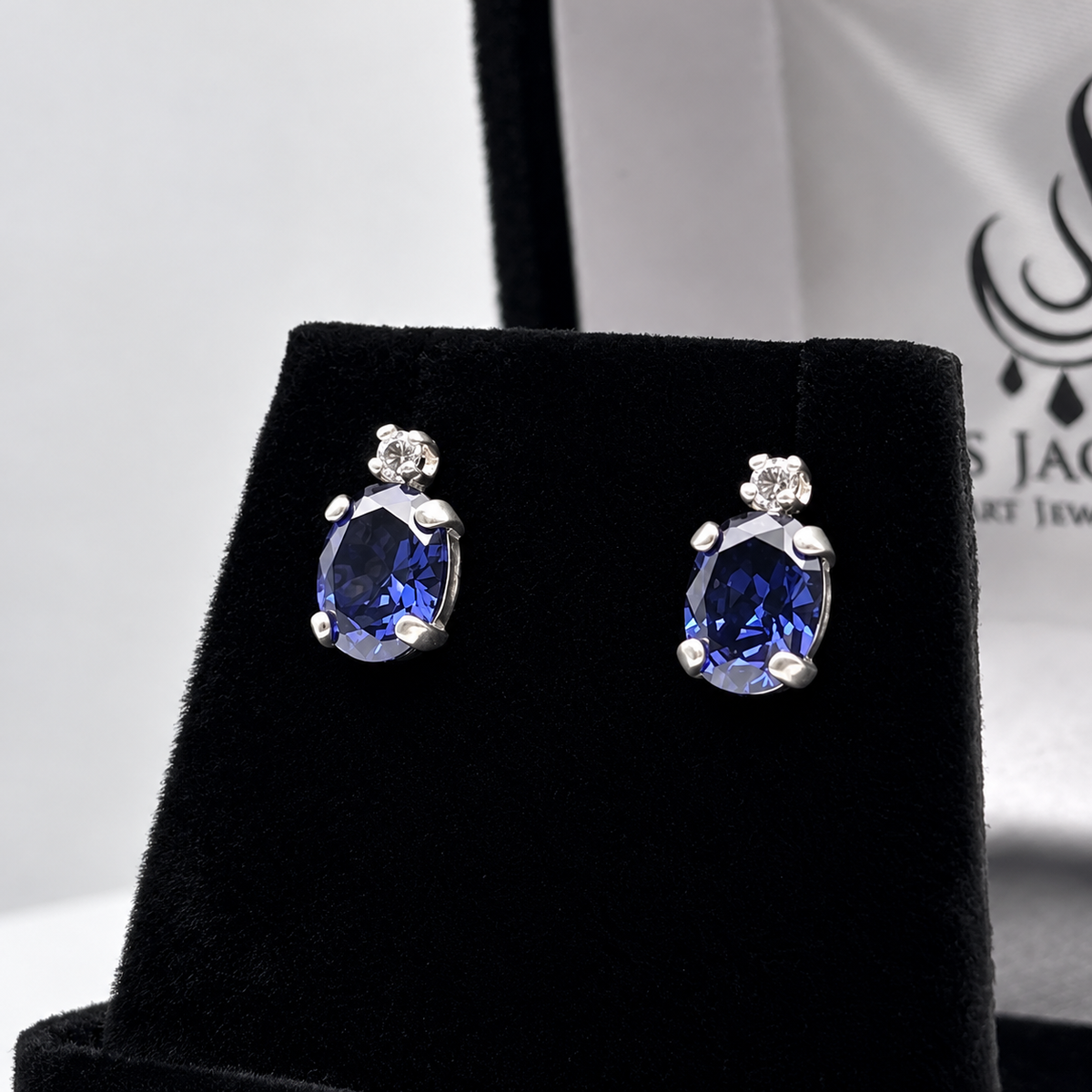 2.3ctw Oval Tanzanite & White Sapphire Stud Earrings