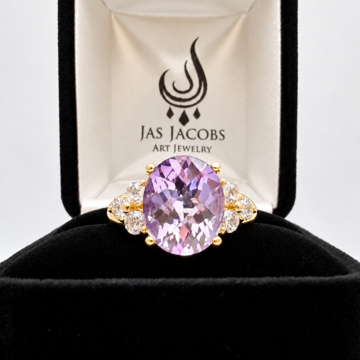Rose de France Amethyst Ring with White Sapphire Accents