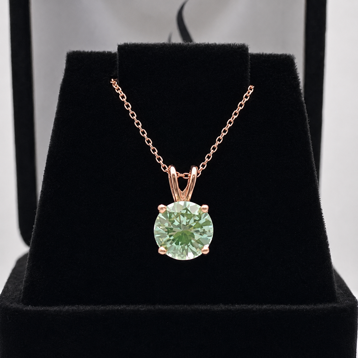 2CT Ice Green Spinel Pendant Necklace | Round Cut Solitaire | Mint Green Gemstone Necklace