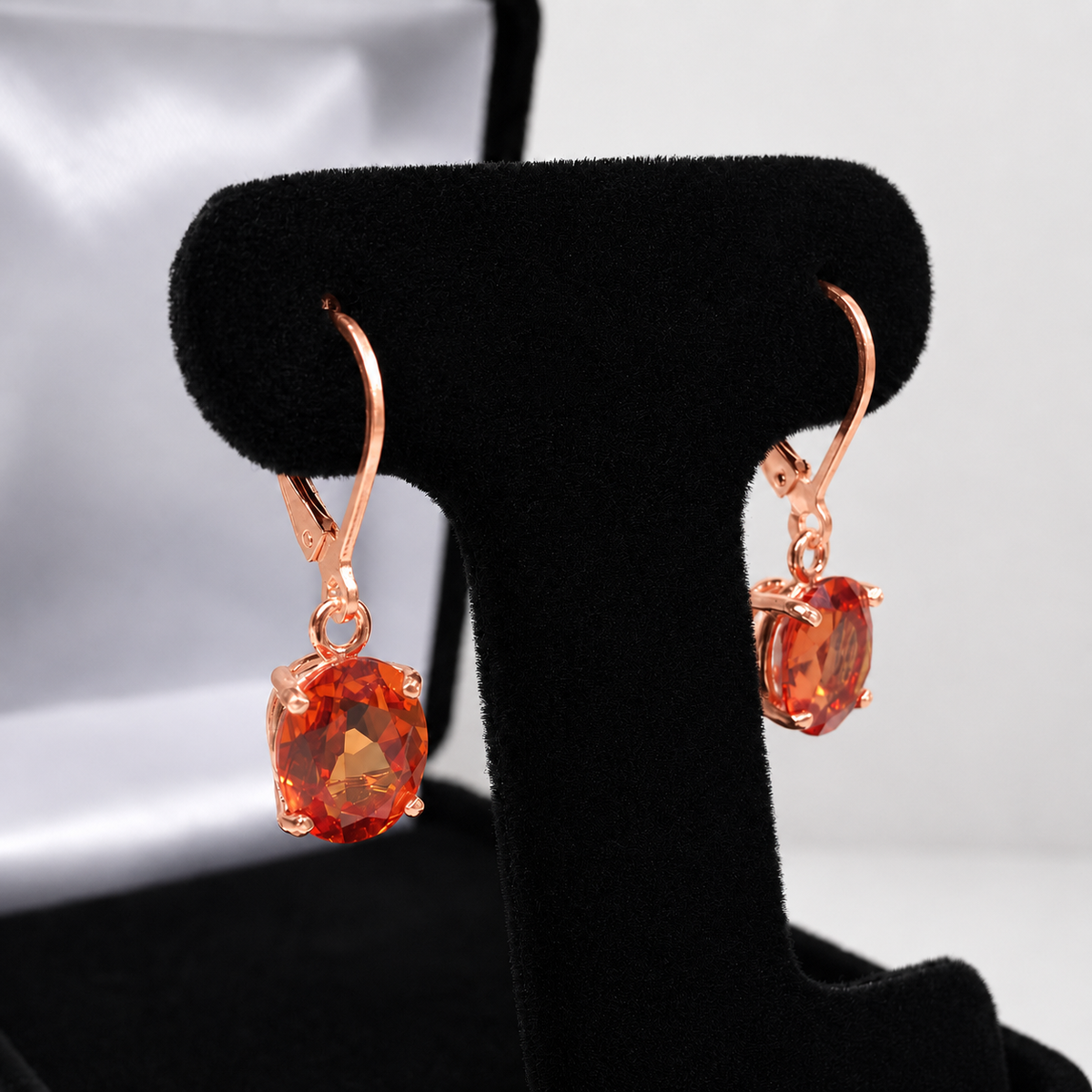 6ctw Oval Cut Orange Padparadscha Sapphire Drop Earrings