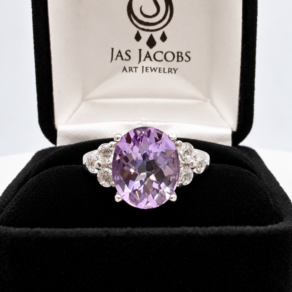Rose de France Amethyst Ring with White Sapphire Accents