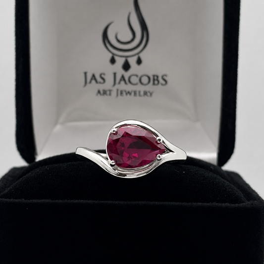 Pear Cut Side Set Ruby Ring