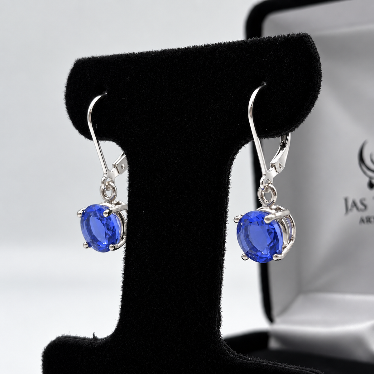 4.6ctw Round Blue Fluorite Leverback Earrings
