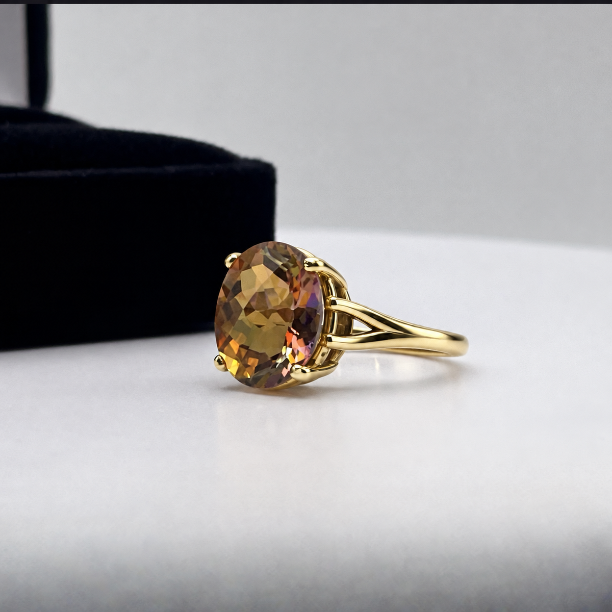 4.5ct Oval Sunset Topaz Statement Ring