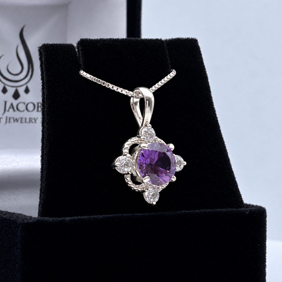 2.4ctw Round Alexandrite & White Sapphire Pendant Necklace