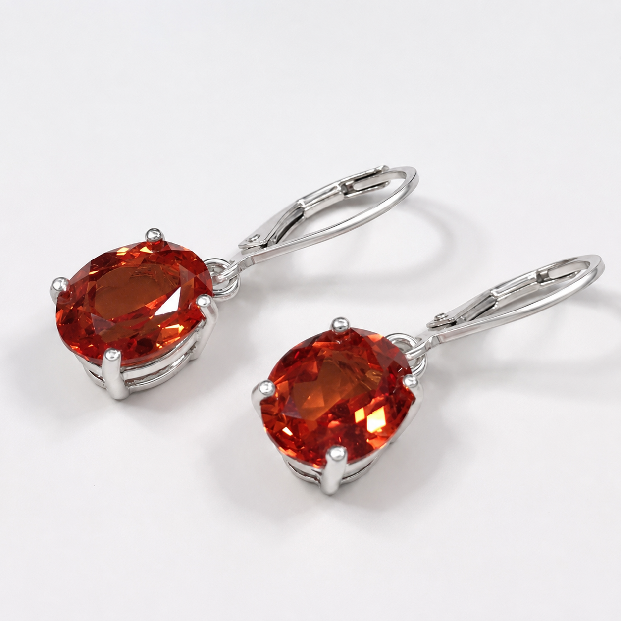 6ctw Oval Cut Orange Padparadscha Sapphire Leverback Earrings