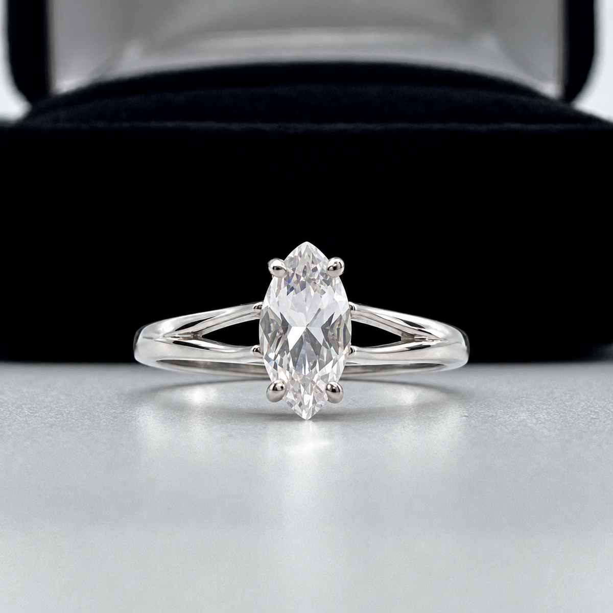 1.25ct Marquise White Sapphire Engagement Ring