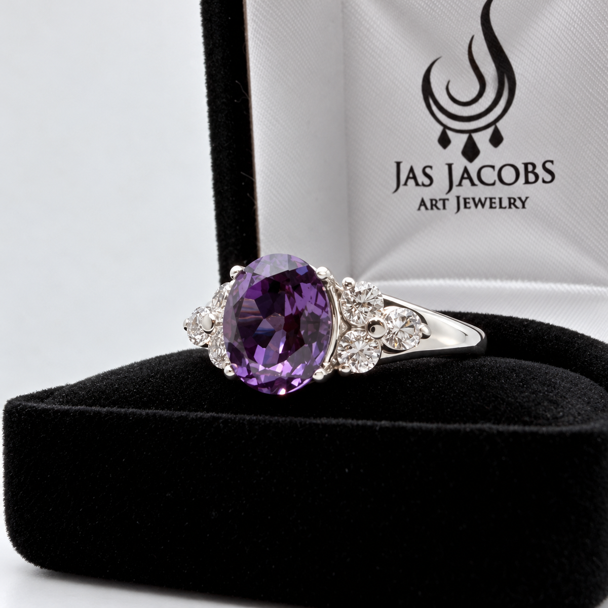 3.78ctw Oval Alexandrite Sapphire & White Sapphire Cluster Ring