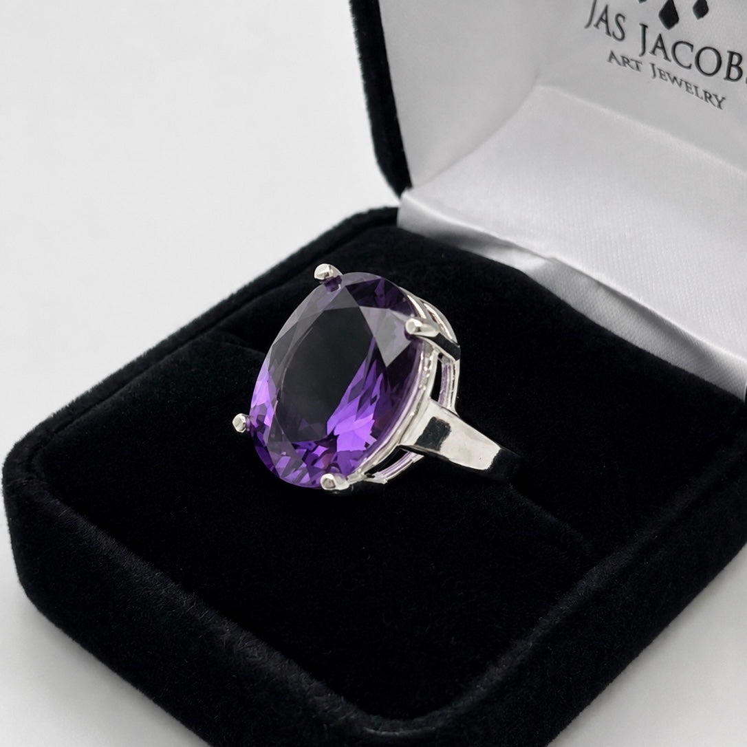 11.5ct Oval Cut Amethyst Statement Ring