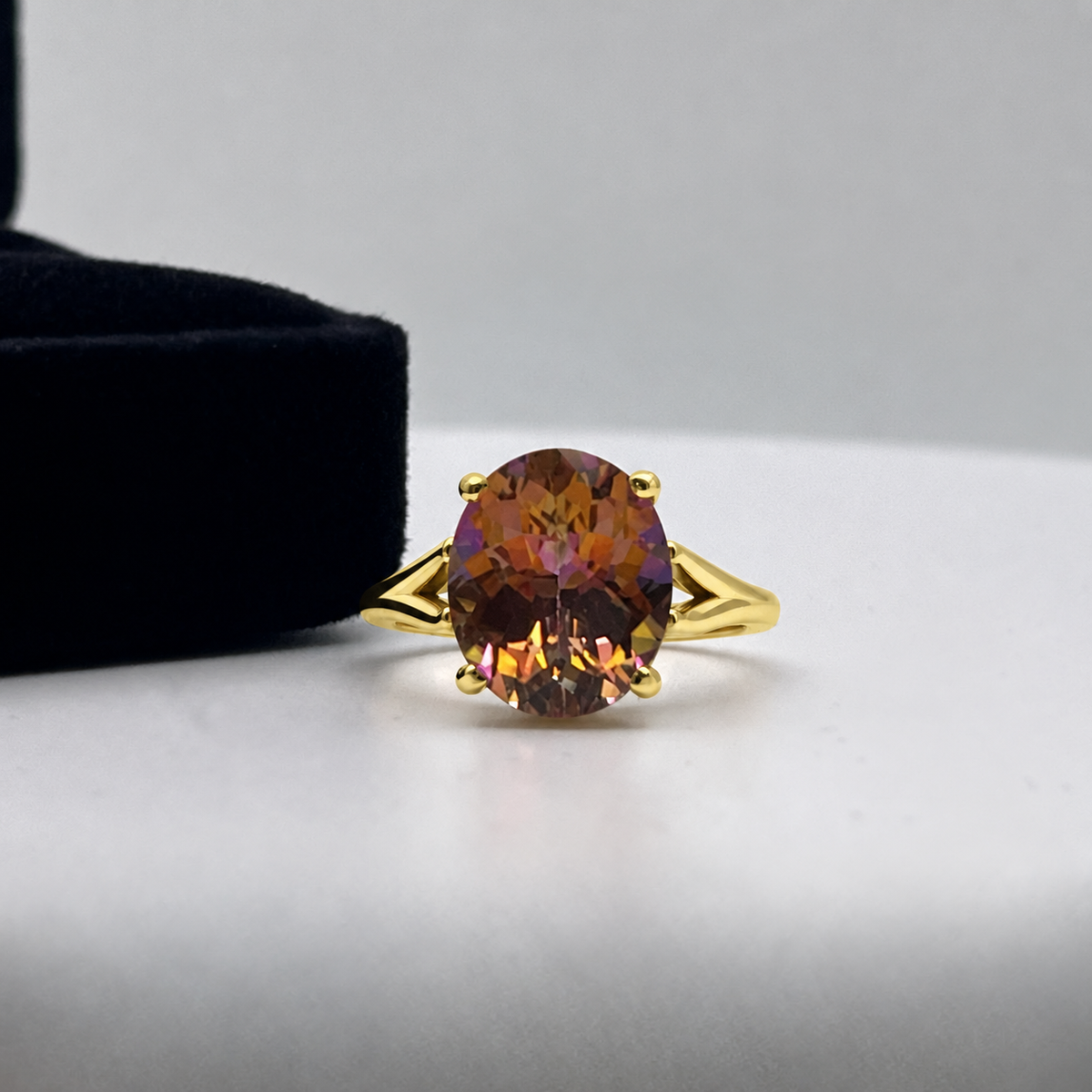 4.5ct Oval Sunset Topaz Statement Ring