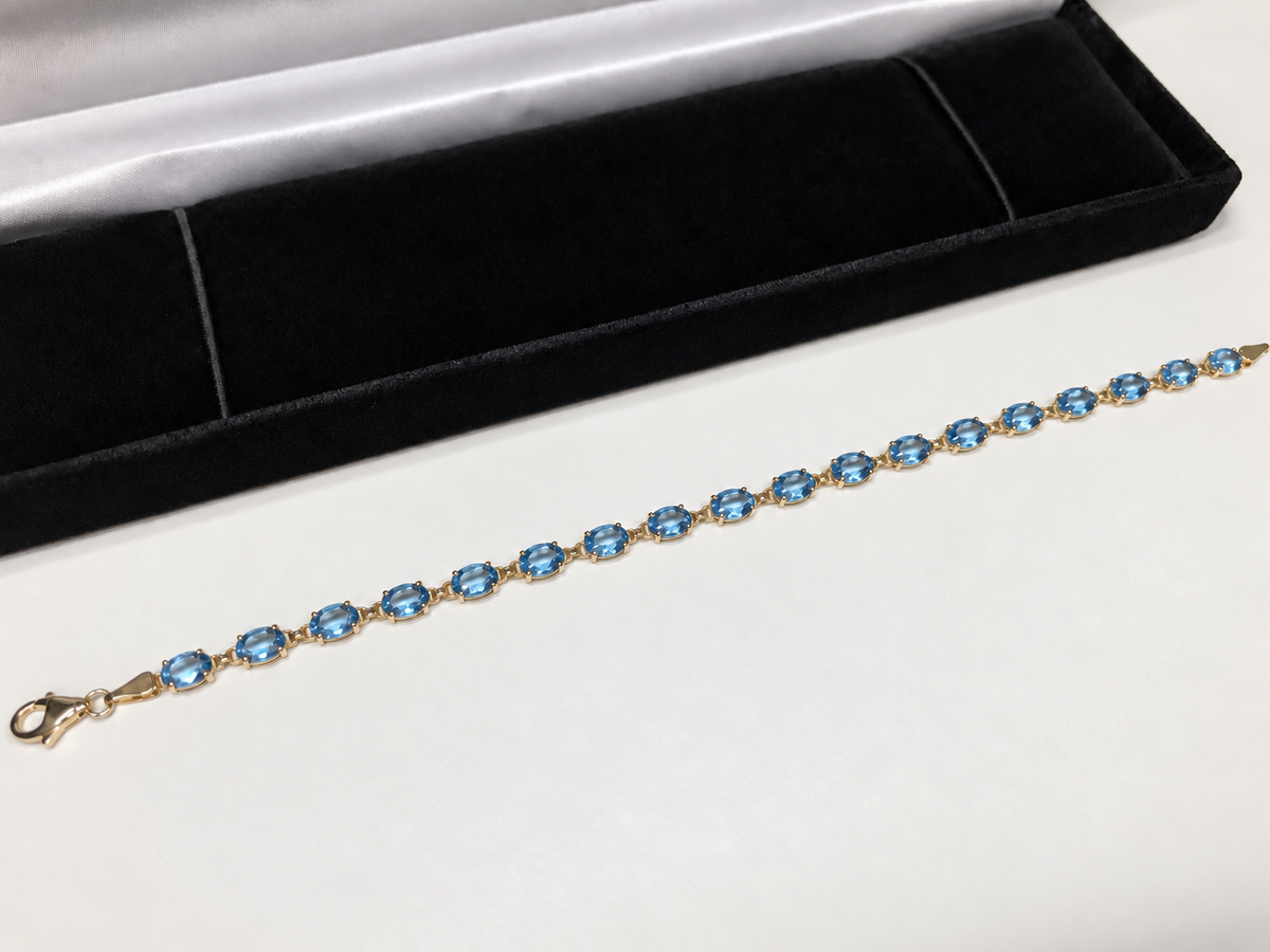 7ctw Oval Cut Sky Blue Topaz Tennis Bracelet