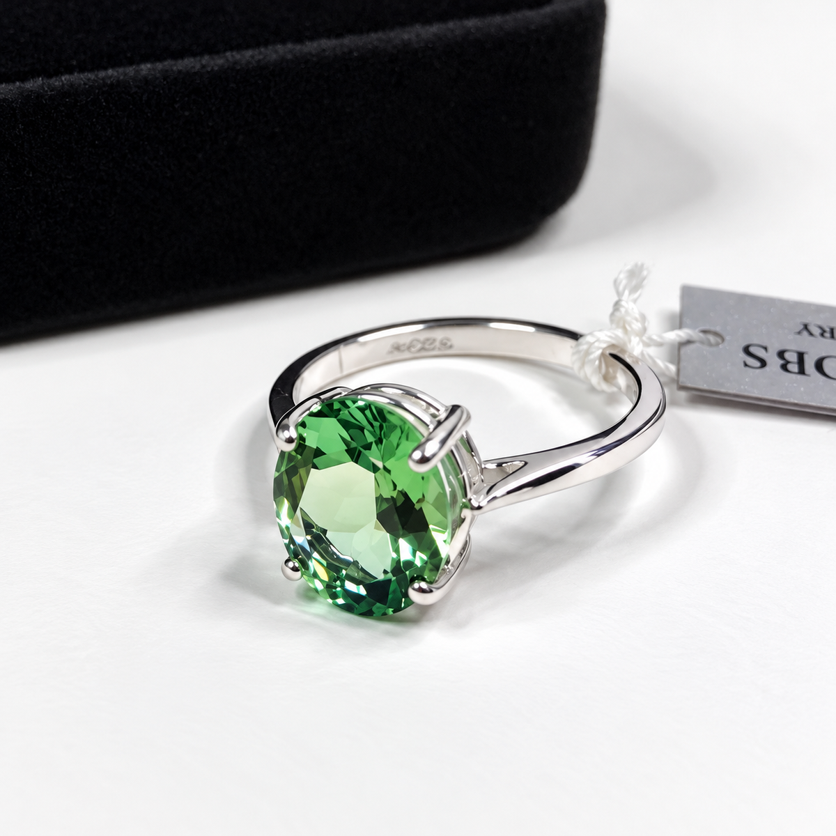 2.5ct Oval Green Amethyst Prasiolite Solitaire Ring